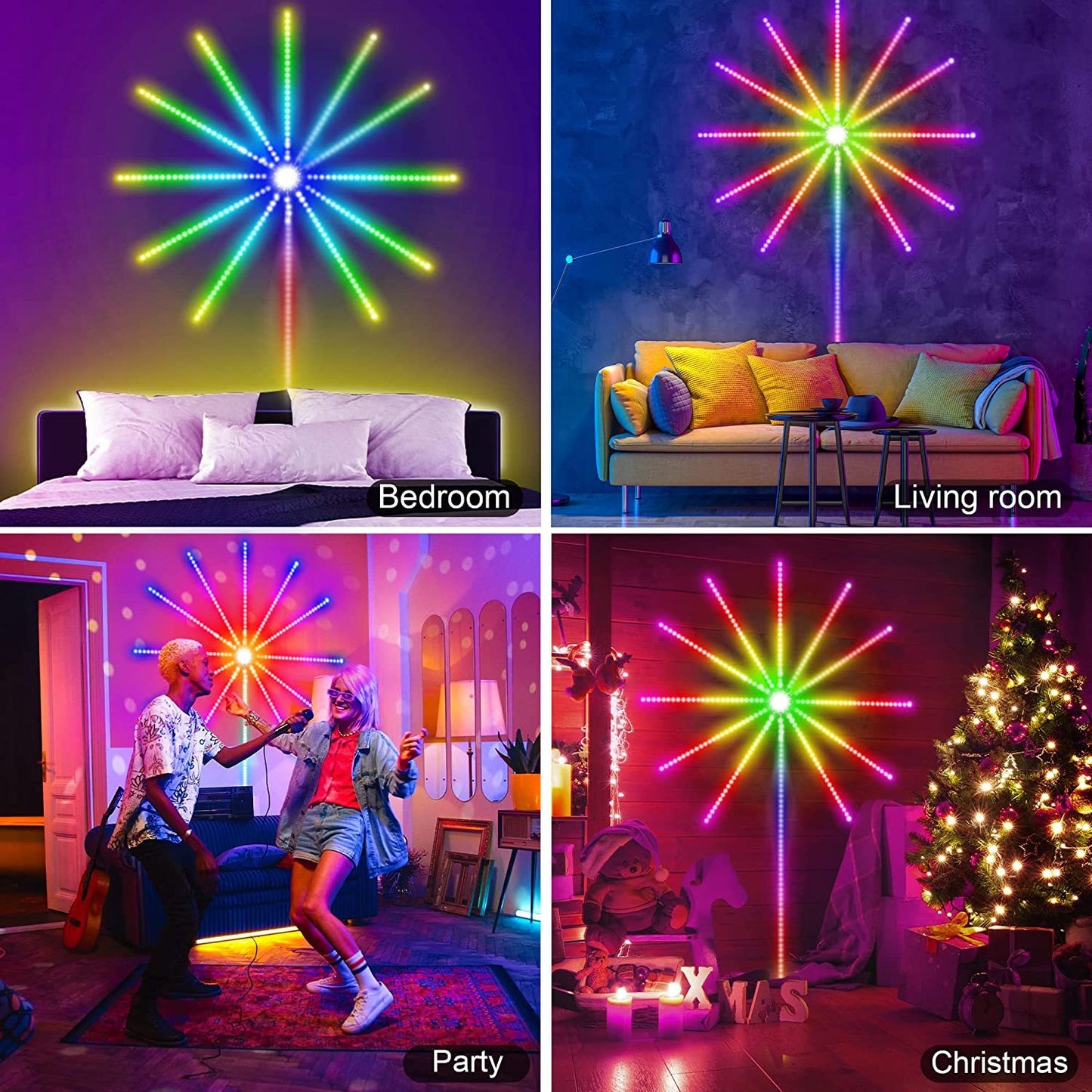 Dynamic Firework LED Strip Lights with Music Sync & Remote Control – Color-Changing Party Decor for Home, Events, and Room Ambiance