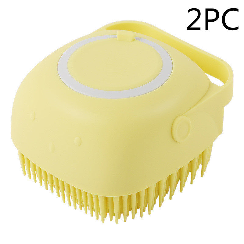 "Dual-Purpose Silicone Pet Bath Brush & Massage Glove – Shampoo Dispenser for Dogs & Cats, Gentle Grooming & Bathing Tool"