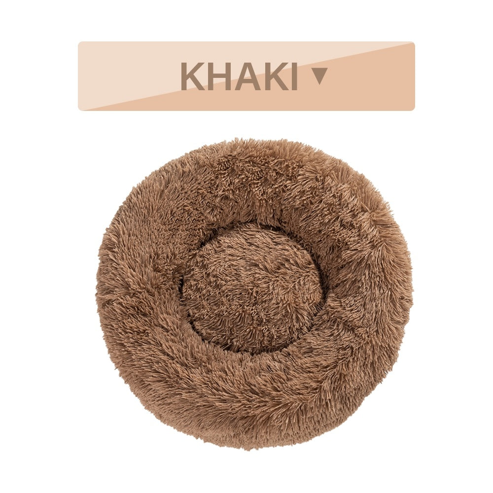 "Luxury Plush Donut Pet Bed – Orthopedic Calming Dog & Cat Bed with Waterproof Base, Machine-Washable (40-100cm, S-XXL)"