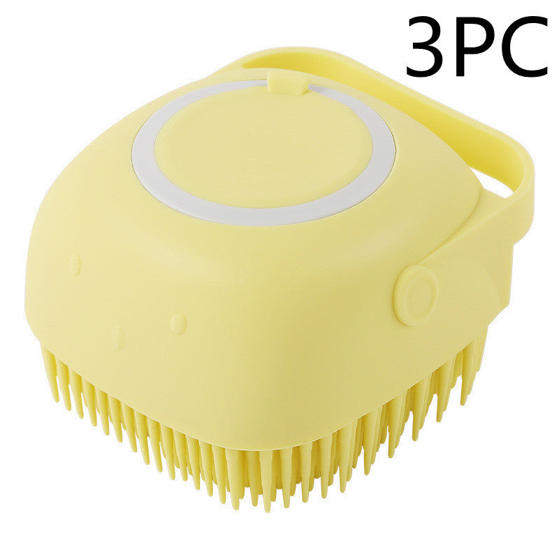 "Dual-Purpose Silicone Pet Bath Brush & Massage Glove – Shampoo Dispenser for Dogs & Cats, Gentle Grooming & Bathing Tool"