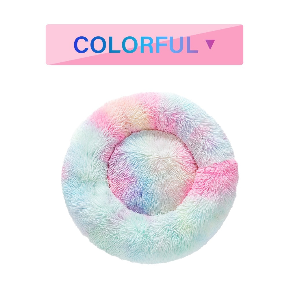 "Luxury Plush Donut Pet Bed – Orthopedic Calming Dog & Cat Bed with Waterproof Base, Machine-Washable (40-100cm, S-XXL)"