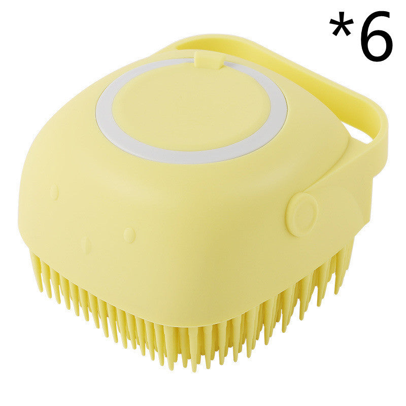 "Dual-Purpose Silicone Pet Bath Brush & Massage Glove – Shampoo Dispenser for Dogs & Cats, Gentle Grooming & Bathing Tool"