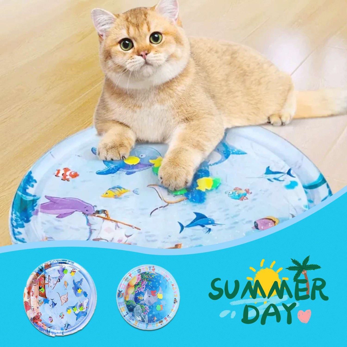 Premium Cooling Pet Water Bed Cushion & Ice Pad Mat for Dogs and Cats – Durable PVC, Shark/Seal Dolphin Designs, 65cm & 100cm Sizes